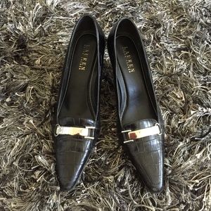 Ralph Lauren black leather heels