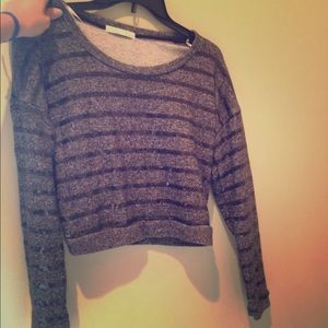 Sequined long sleeve crop top