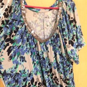 Floral print top with sequin detail