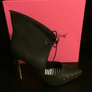 Betsey Johnson black strut heels.