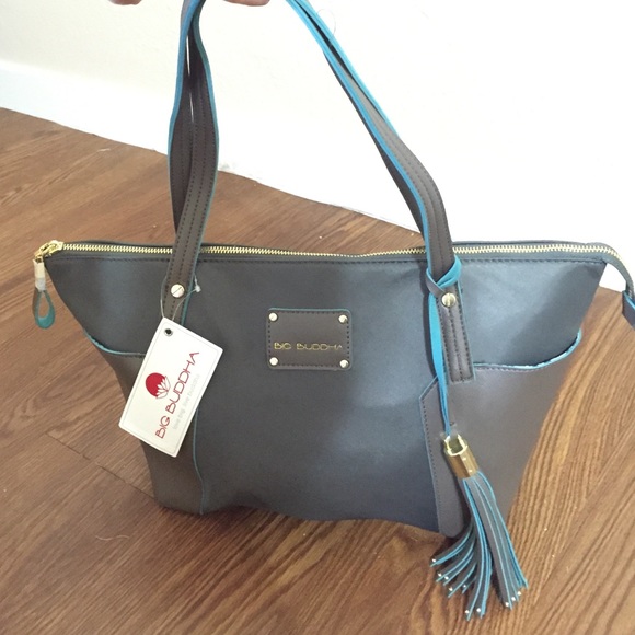 NWT Grey w/Teal Trim Medium Tote - Picture 2 of 4
