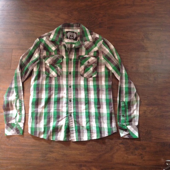 BOYS- green plaid flannel
