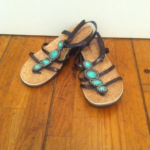 Turquoise embellished sandals