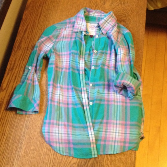 Pink & Turquoise Plaid Shirt