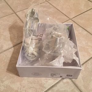 STEVE MADDEN silver bejeweled high heels