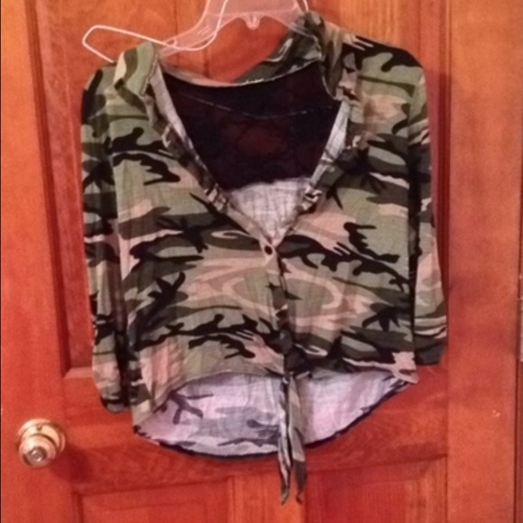 Camo Lace Tie Shirt