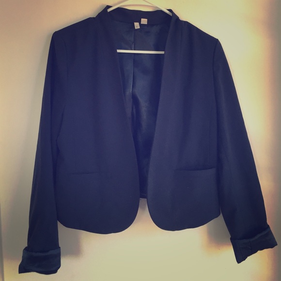 FRENCHI Nordstrom brand cropped navy blue blazer