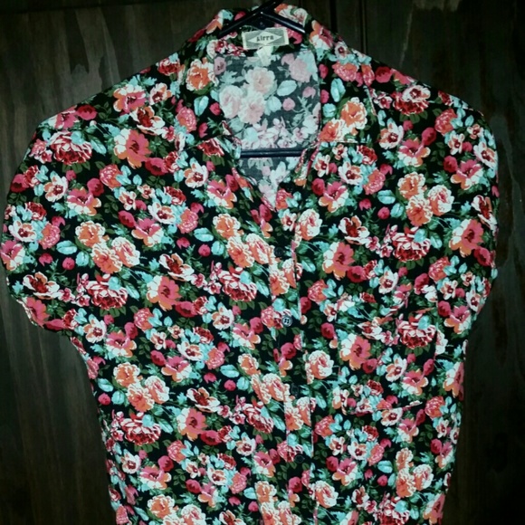 Florak print cropped button up
