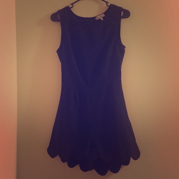 Black Scalloped Romper with cutout back