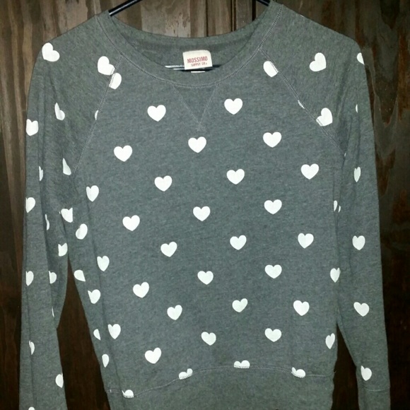 Dark gray white hearts crew neck