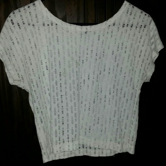 Sheer see through white t-shirt crop top