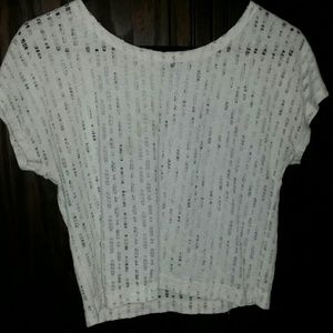 Sheer see through white t-shirt crop top