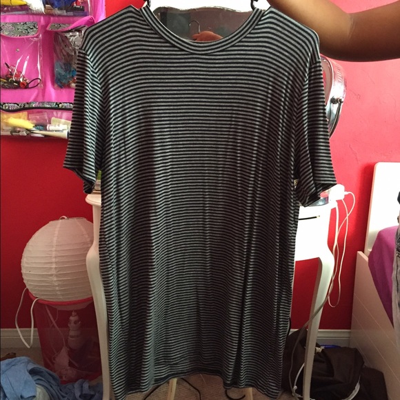 Grey and blue striped tshirt dress