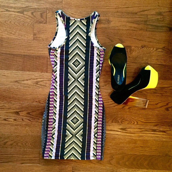 Tribal Printed Material Girl Bodycon Dress 🔱 - Picture 2 of 4