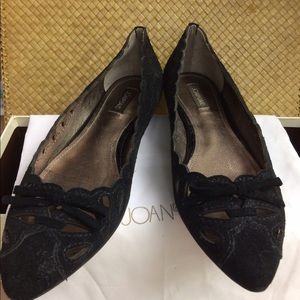 Joan and David Black Suede Bow flats