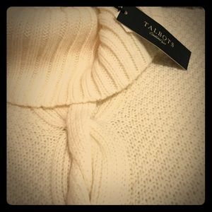 Talbots petite small NEW cowl neck cream sweater