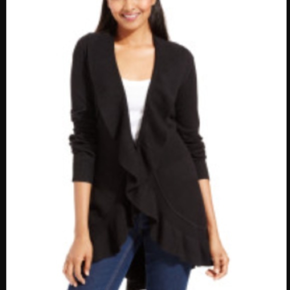 Long-Sleeve Ruffled Cardigan