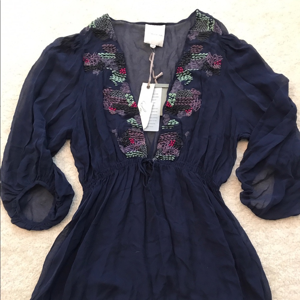 Beaded navy tunic