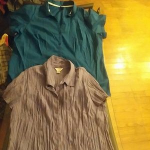 Teal and lilac button up short sleeve