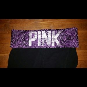Purple waist band boot leg yoga pants