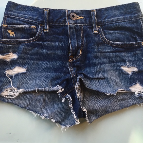 Abercrombie distressed shorts dark wash