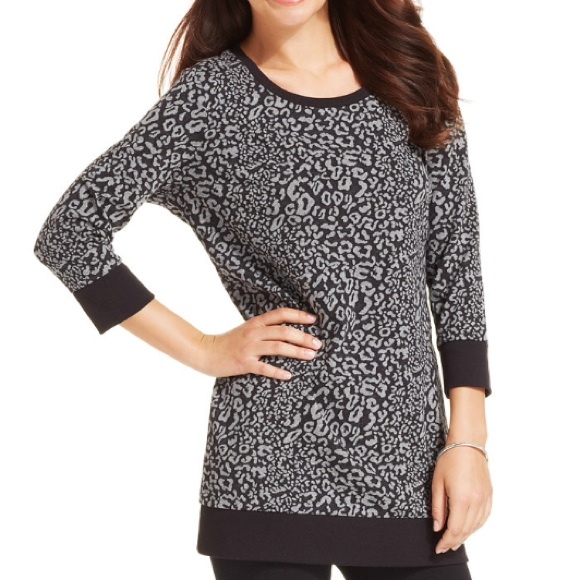 Petite Animal Print Sweatshirt Tunic