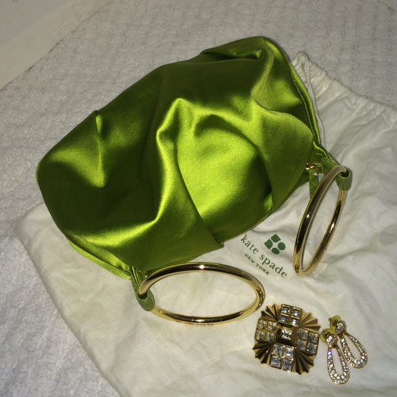Kate Spade Green Satin Evening Bag