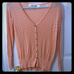 Not for sale.. Bright peach with grey polka dots