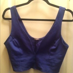 Blue low neck crop top