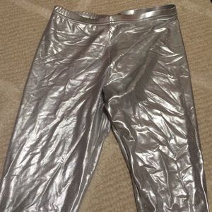 Metallic Silver American Apparel Spandex Leggings