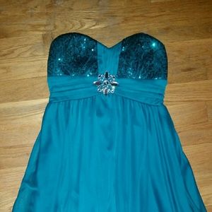Blue green cocktail dress