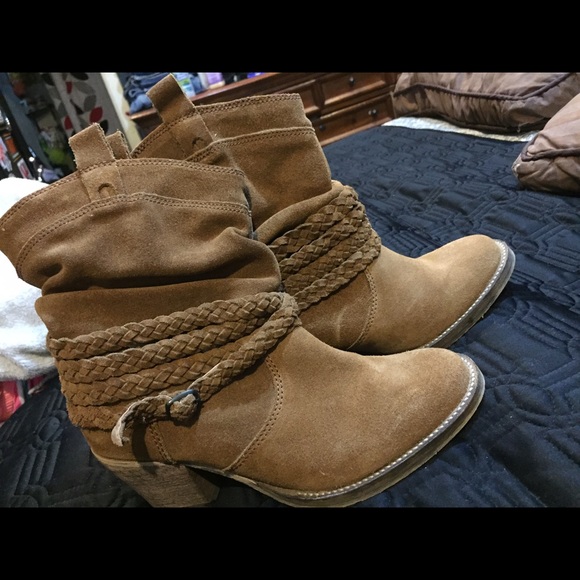Brown leather boots