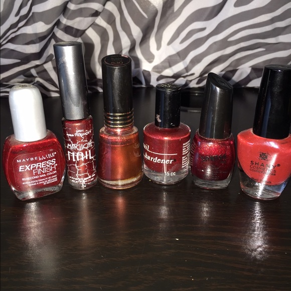 6 red nail polishes
