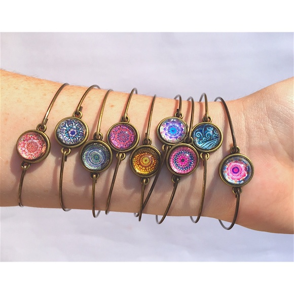 Handmade mandala bangle bracelets