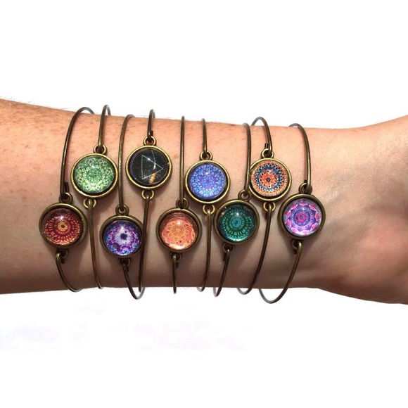 Handmade mandala bangle bracelets