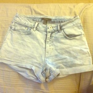 Acid wash high waisted shorts