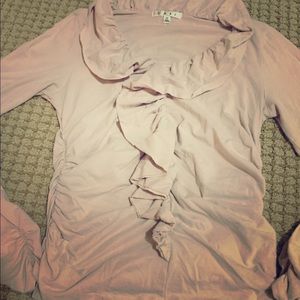 Cabi jersey knit ruffle top size M blush pink