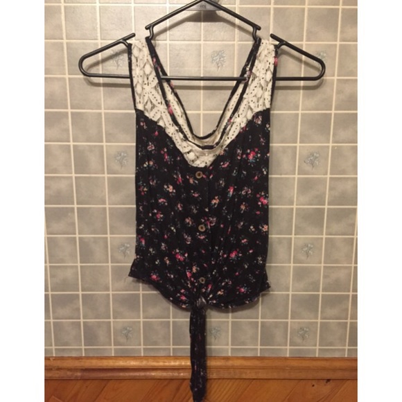 Cute Floral Lace Tied Tank Top