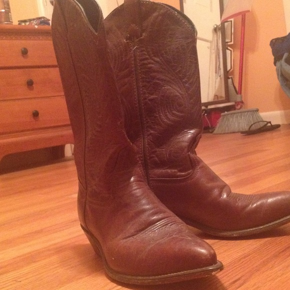 Brown-Red Leather Cowboy Boots