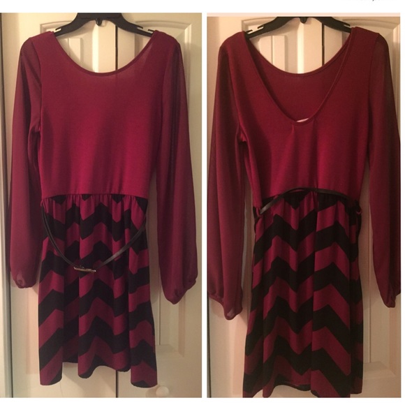 Garnet and Black Chevron Dress