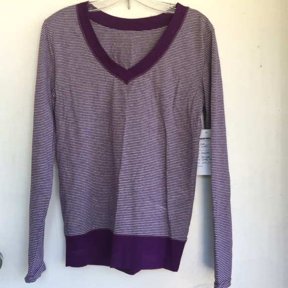 Bundle Sale! Purple/grey Striped V-Neck LS Tee