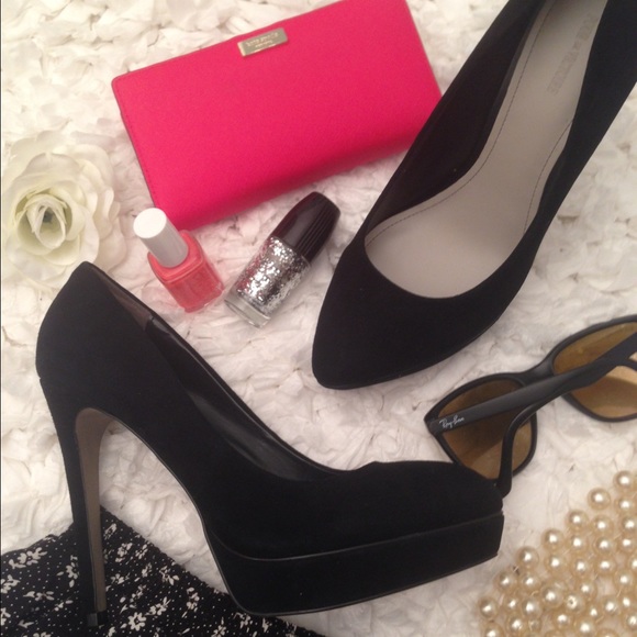 Black Suede Platform Heels