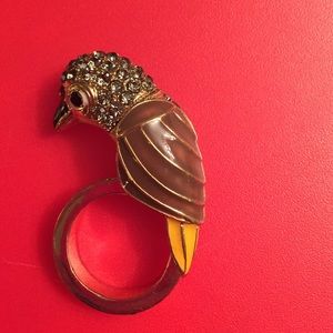 Enamel parrot statement ring BNWT