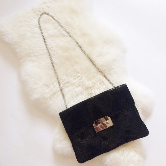 Michael Kors Black Snakeskin Oversized Clutch - Picture 2 of 4