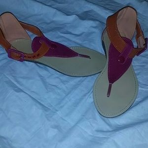 HOT PINK & ORANGE SUEDE SANDALS