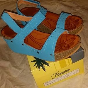 Blue Forever Slight Wedge Sandals