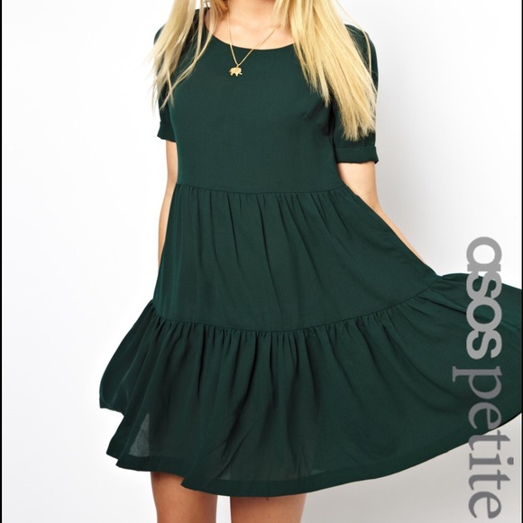 ASOS petite green tiered dress - Picture 1 of 3