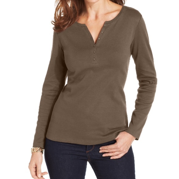Long Sleeve Henley Cotton Top