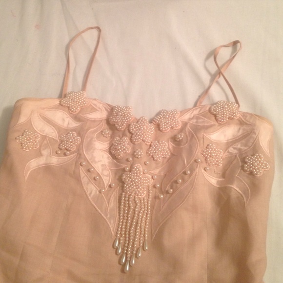 Vintage Nina Austin light pink beaded dress