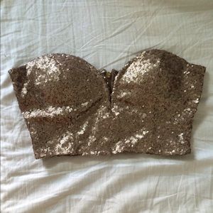Tobi Gold Sequin Crop Top